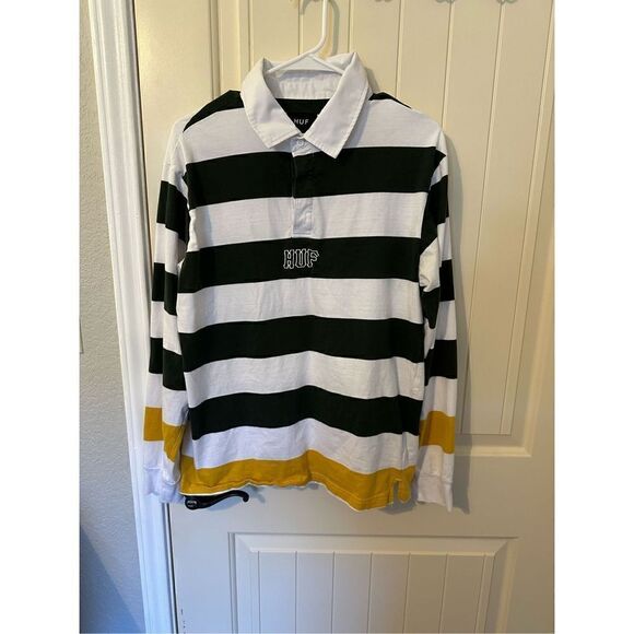 HUF Other - HUF Worldwide Striped Long Sleeve Collared Polo Shirt - Size M